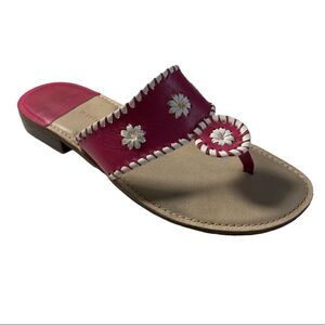 APOSTROPHE PINK/WHITE LEATHER THONG SANDAL SZ 7M